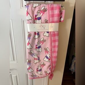 Hoppy Days Easter Bunny Rabbit with Tumbler & Fanny Pack Velvet Throw Blanket